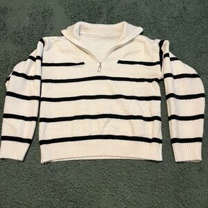 Cider White and Black Striped Sweater